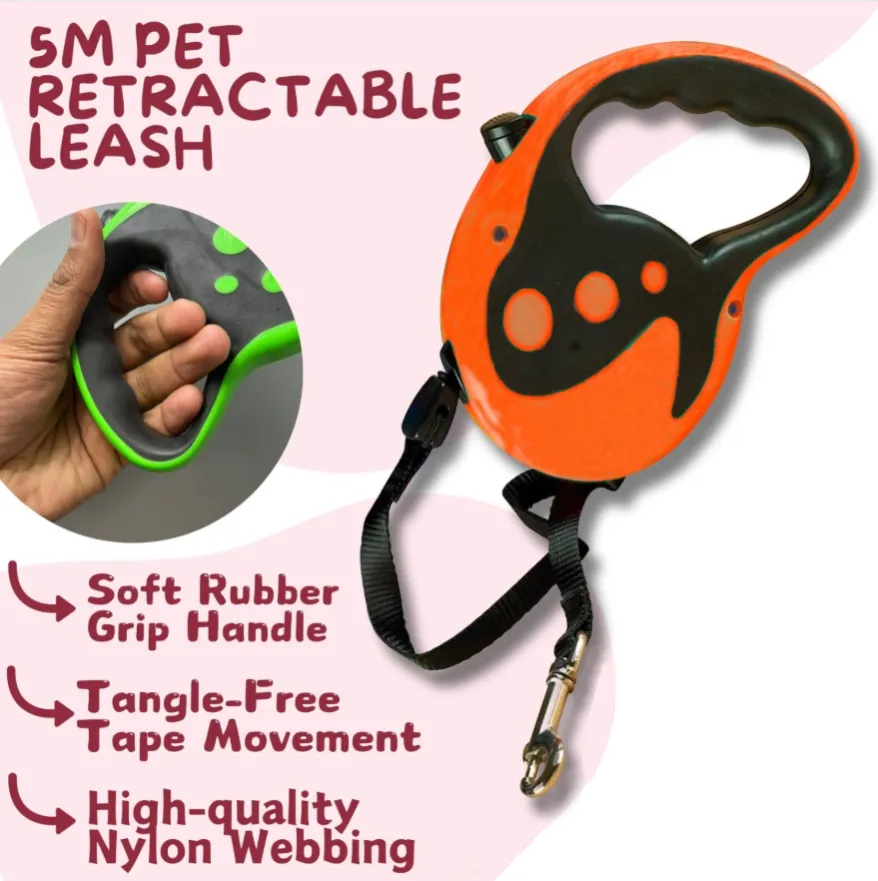 Nunbell 5 m Pet Retractable Leash (Orange)3.webp