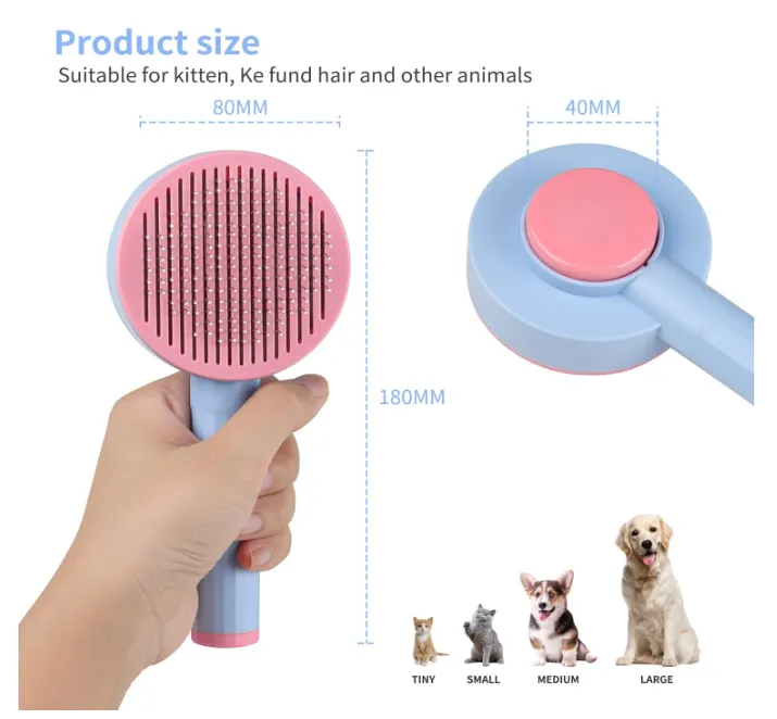 Push-Button Grooming Brush for Cats in Different Colors3.webp