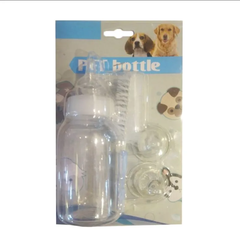 Cat and dog feeding bottle with cleaning brush.webp