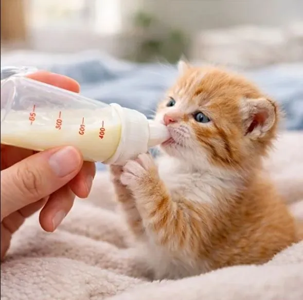 Cat and dog feeding bottle with cleaning brush4.webp