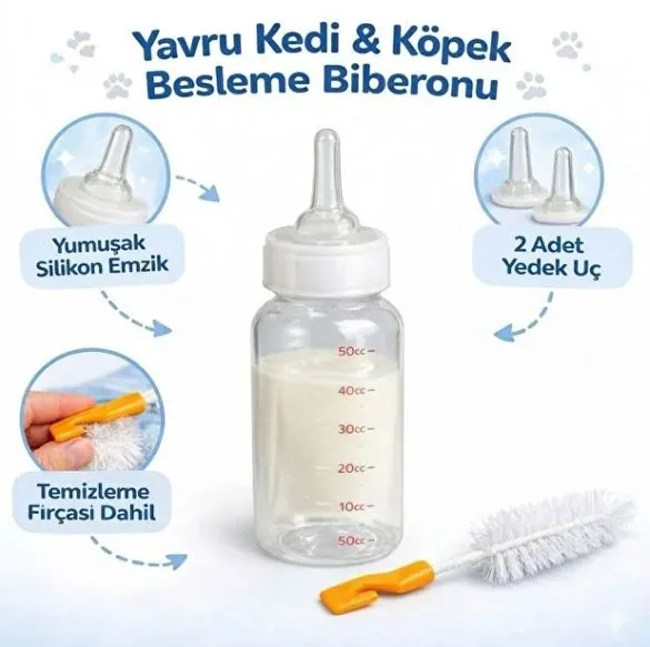 Cat and dog feeding bottle with cleaning brush3.webp