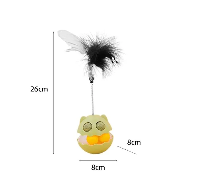 Cat Tumbler Ball Roller Interactive Cat Toy with Feather Built in catnip Ball3.webp