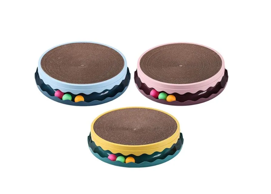 Large round cat scratcher with three balls2.webp