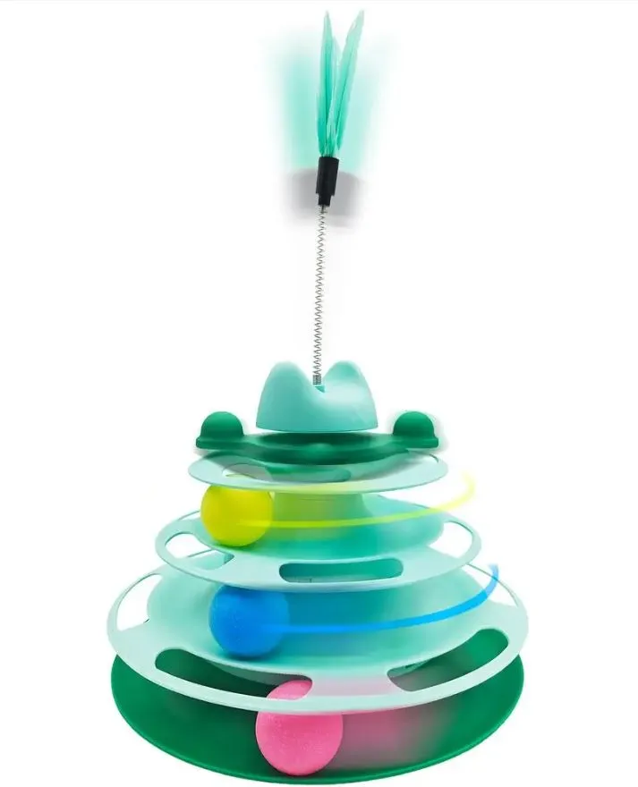 interactive cat toy tower with rotating ball3.webp