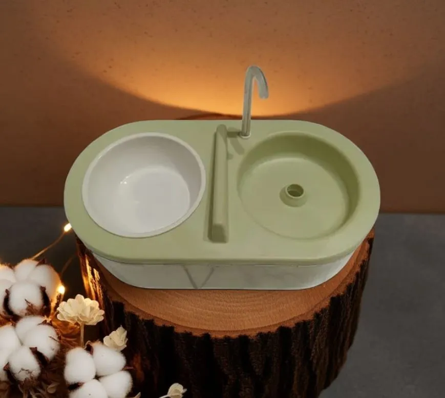 Pet Water Fountain With Stainless Steel Food Bowel3.webp