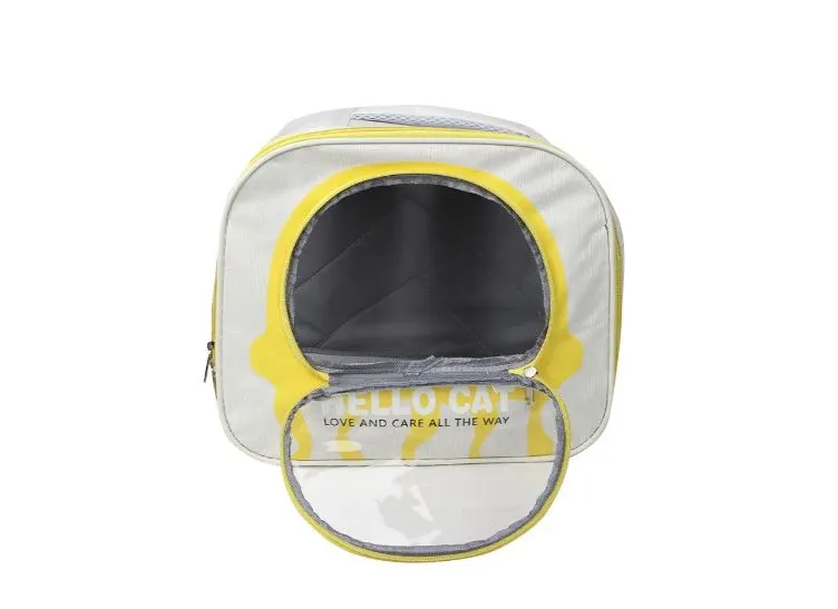 Dog & Cat Carrying Backpack with Panoramic Window Yellow Breathable Backpack for Pets2.webp