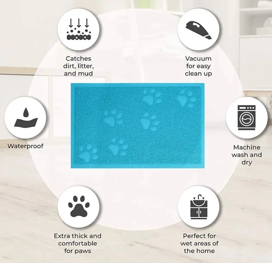 Cat Feeding Mat for Food and Water Bowls - Machine Washable, Waterproof, Eco-Friendly, No-Slip4.webp