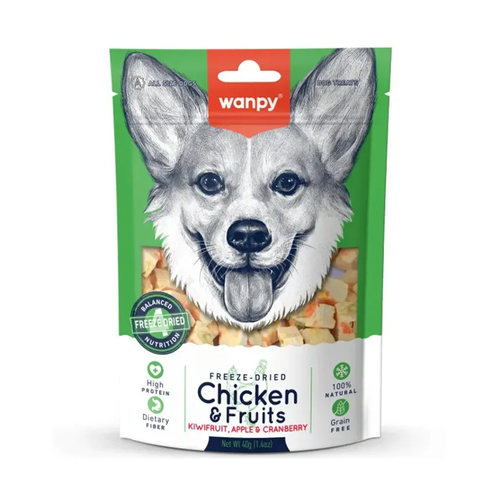 Wanpy Dog Treats (Freeze Dried Chicken & Fruits) 40g