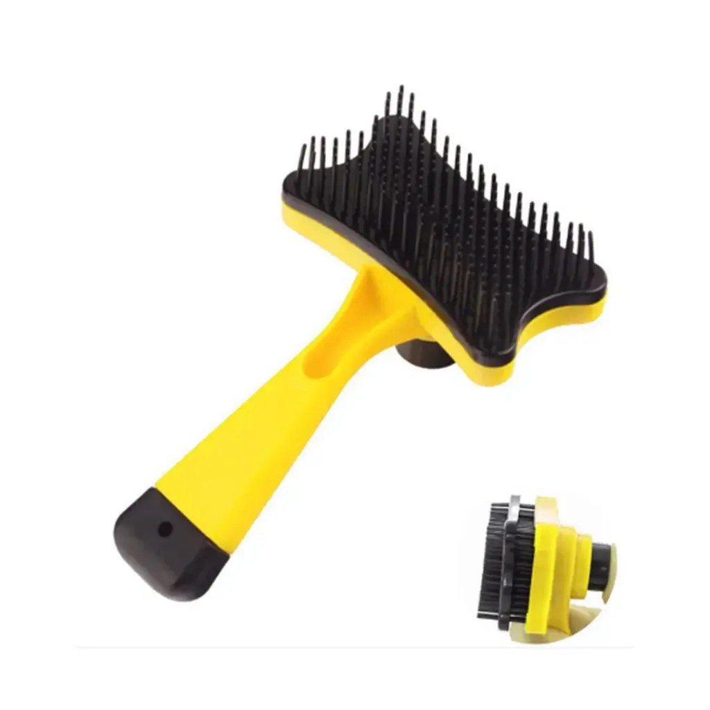 Push-Button Grooming Brush for Pets (13×8 cm)