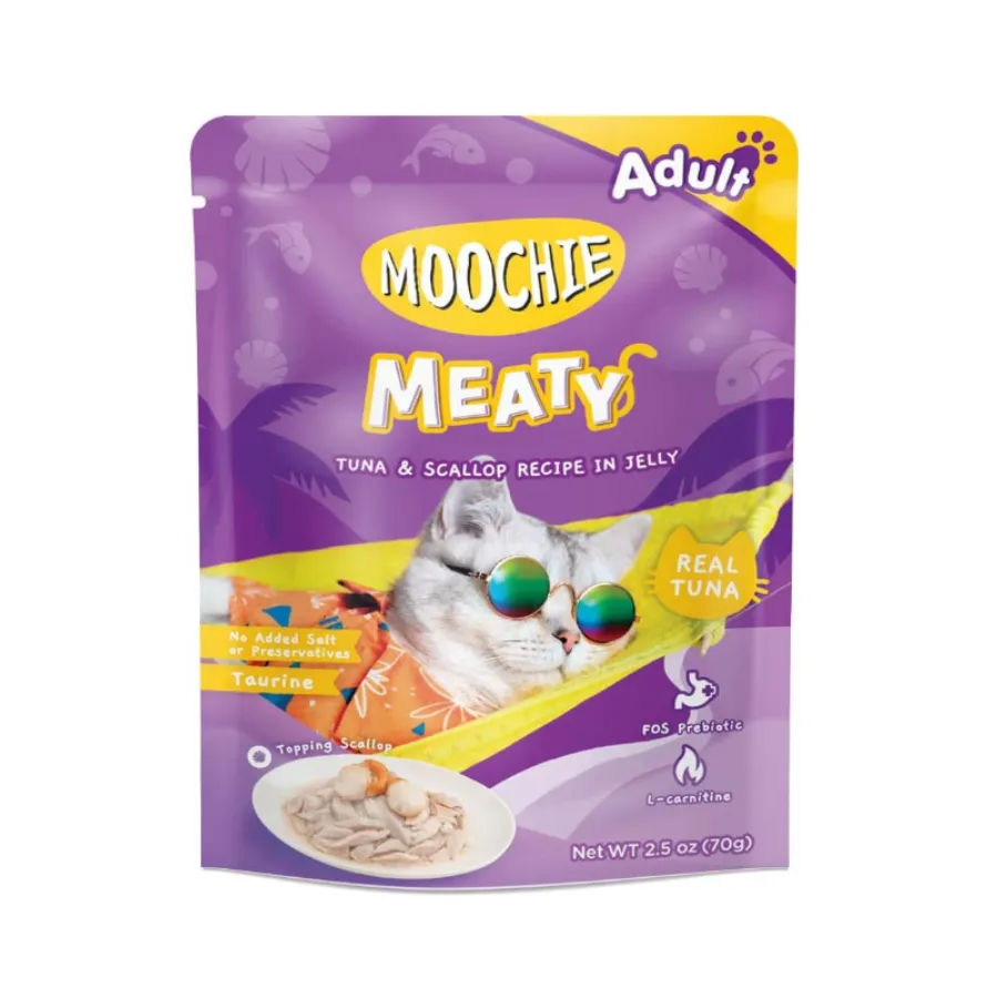 Moochie Wet Cat Food (Tuna & Scallop Recipe in Jelly) Pouch 70g