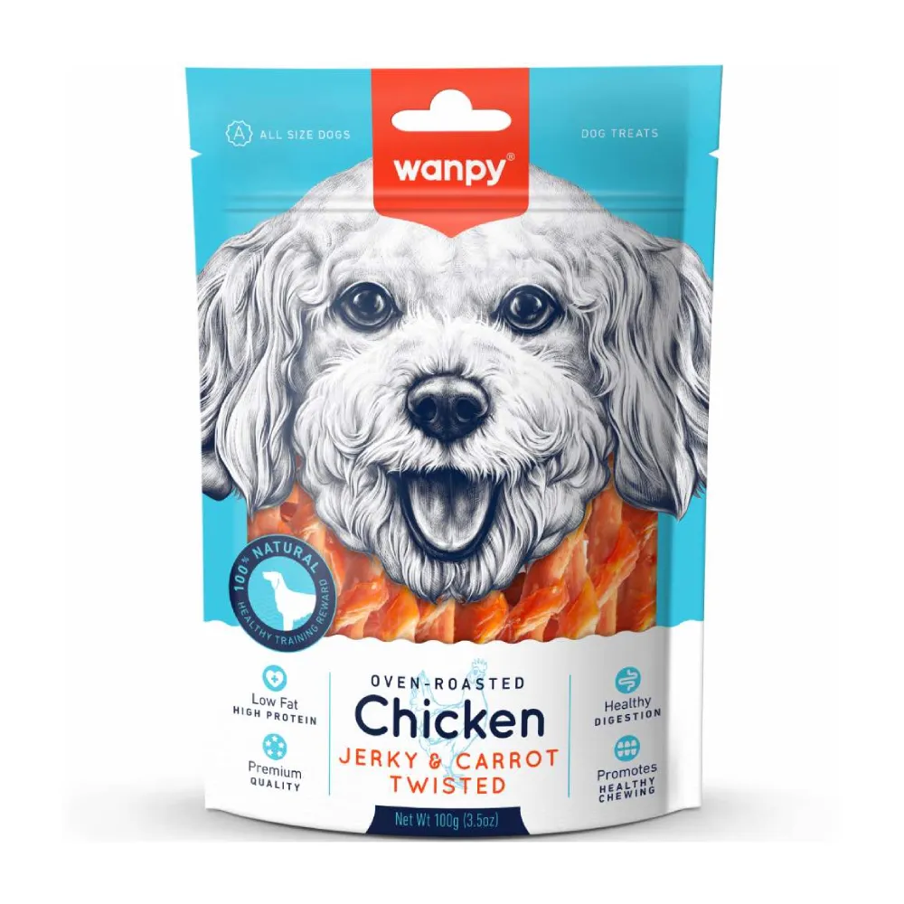 Wanpy Dog Treats (Chicken & Carrot Stick twisted) 100g