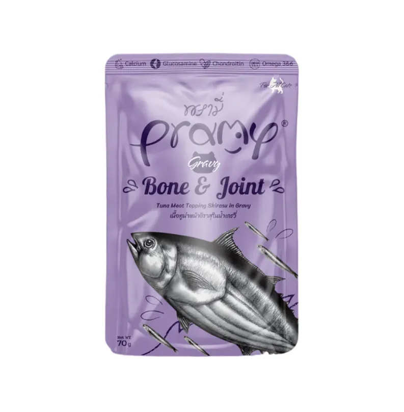 Pramy PRAMY Gravy Wet Food (BONE & JOINT) Tuna + Topping Shirasu Adult Cat Pouch 70g