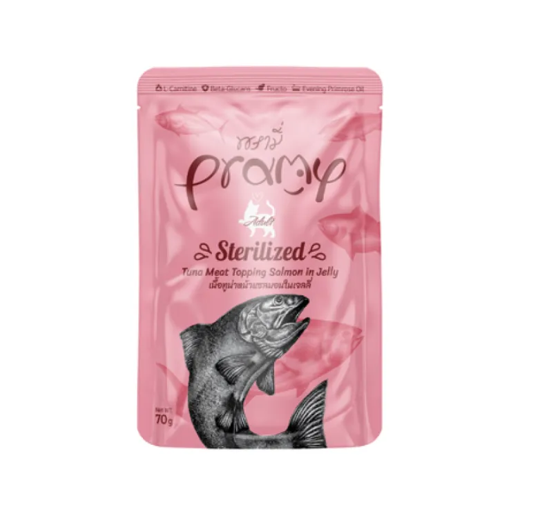Pramy (Sterilized) Cat Wet Food with Tuna Topping Salmon in Jelly for Adults 70g