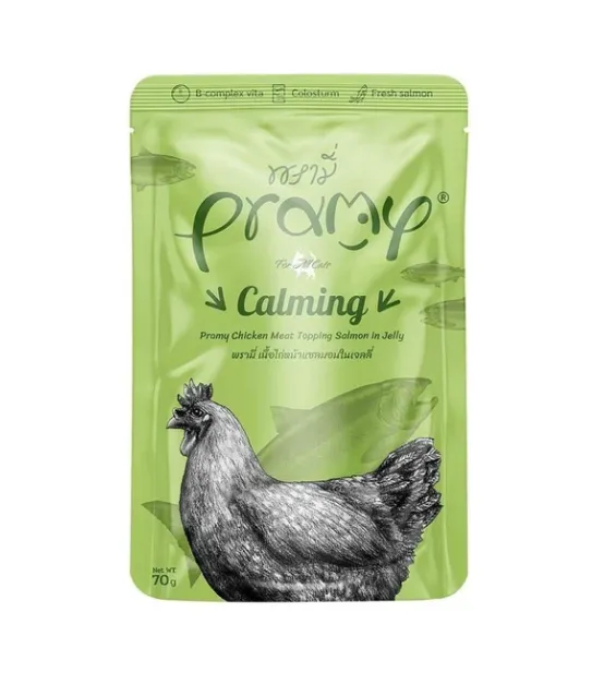 Pramy Calming (Chicken Topping Salmon in Jelly) For Adult Cat Wet Food Pouch 70G