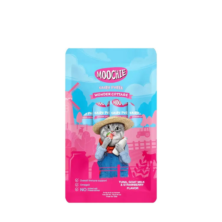 Moochie Cat Treat (Tuna Goat Milk & Strawberry Flavour) Cream Sticks 5×15g