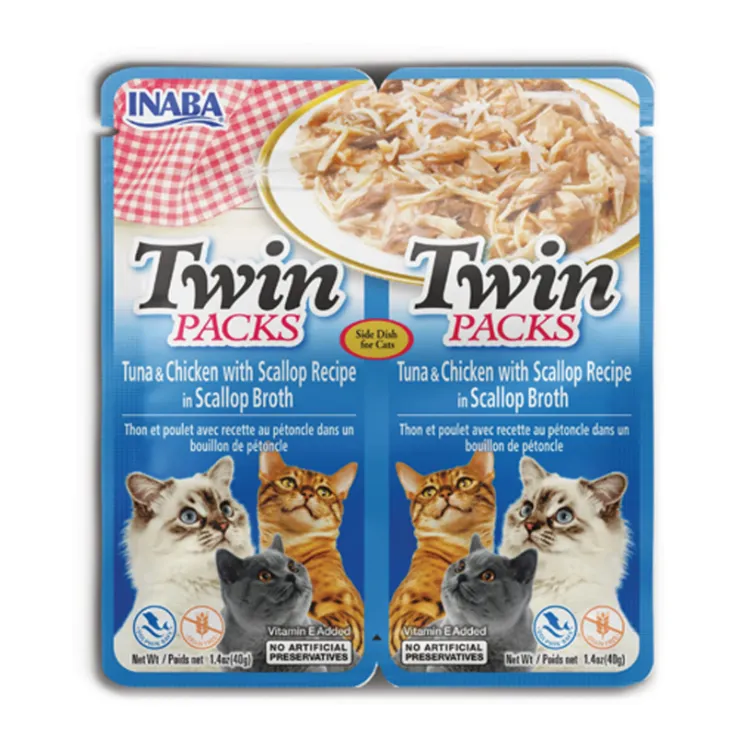 INABA TWIN PACKS (Tuna & Chicken Recipe in Scallop Broth) 40GX2
