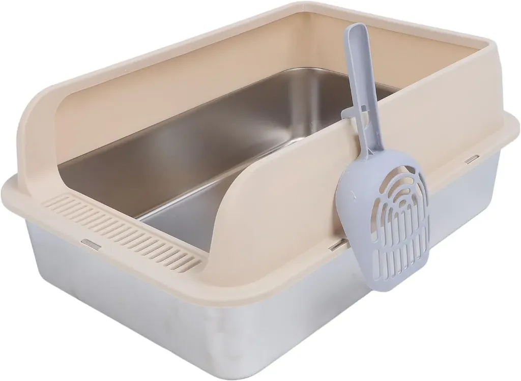 Stainless Steel Litter Box  with shovel (Beige)