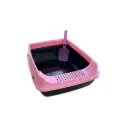 Litter box for cats with a shovel (pink)