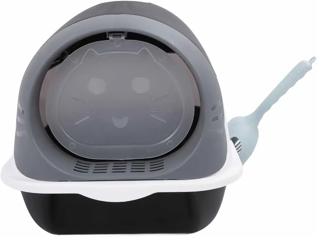 Litter Box Enclosure Prevents Odor Spillage with Scoop (Black)