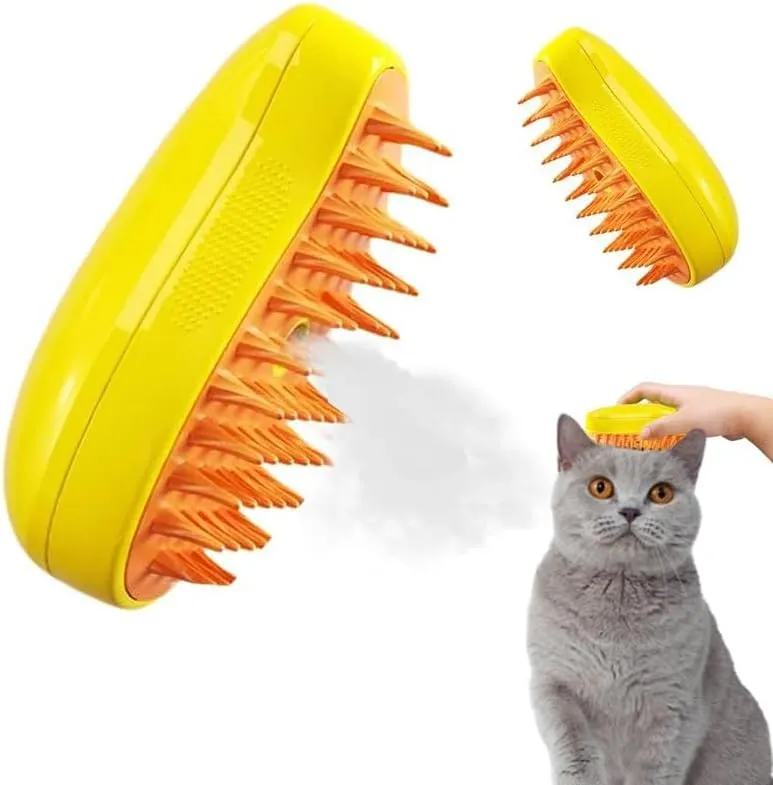 Steamy Cat Brush (Self Cleaning Steam Cat Brush for Massage)