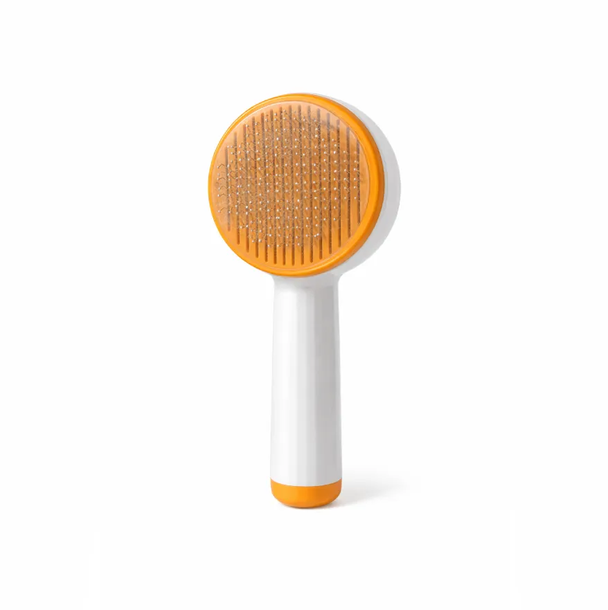 مشط للقطط بكبسة بالوان مختلفة (Beige and orange)