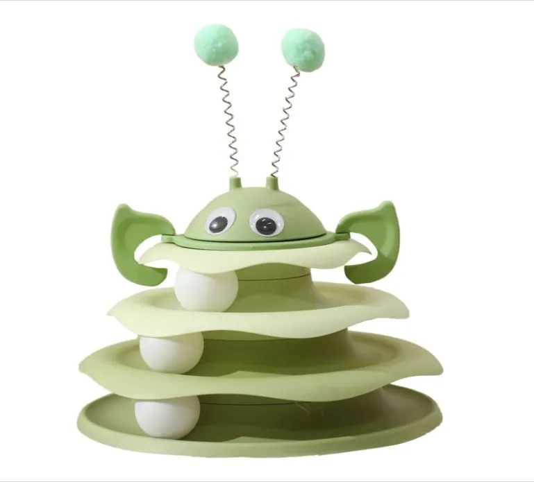 Interactive Cat Toy, 3-Layer Ball Track Tower with Rotating Turntable