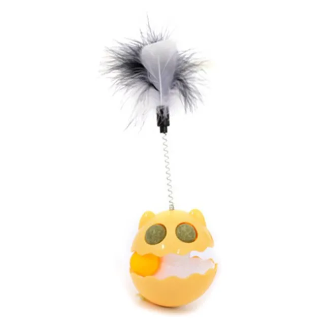 Cat Tumbler Ball Roller Interactive Cat Toy with Feather Built in catnip Ball 