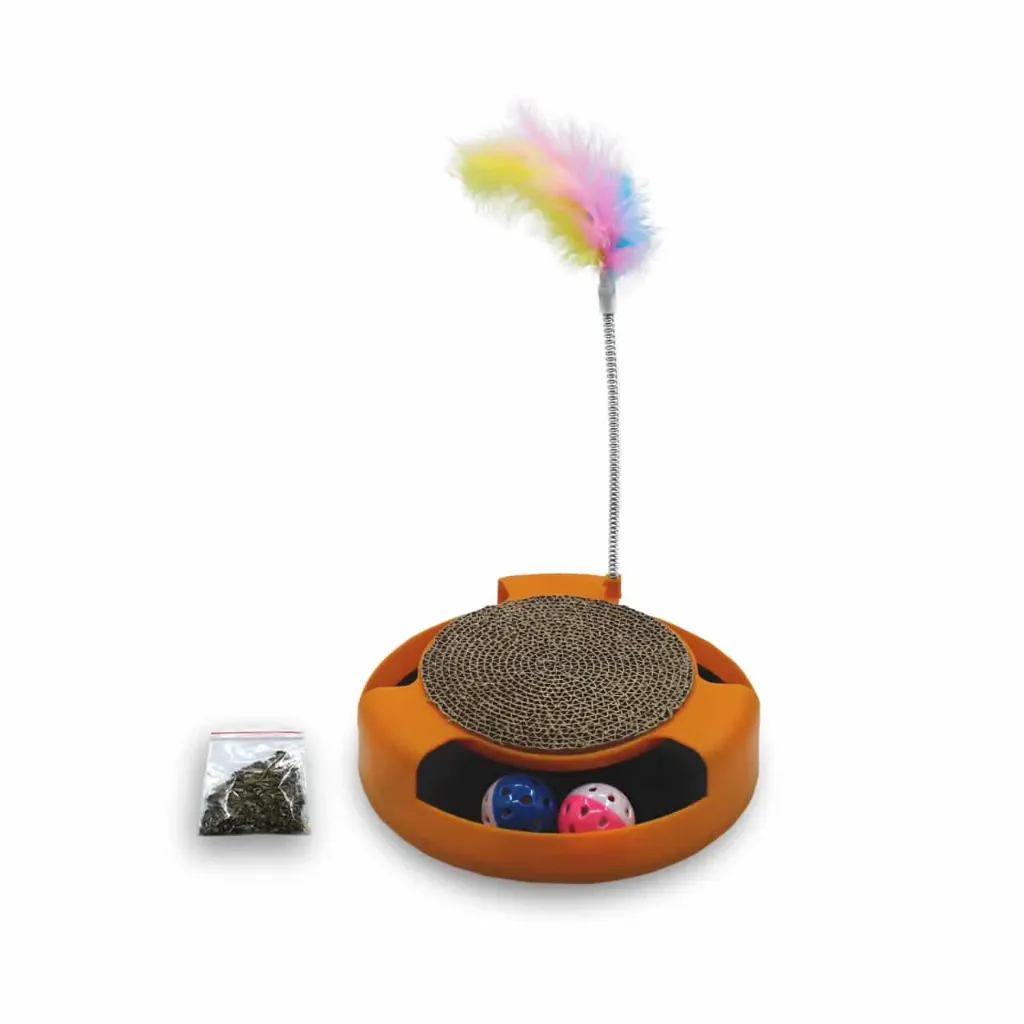 Interactive Cat Scratching Toy with Catnip Feathers
