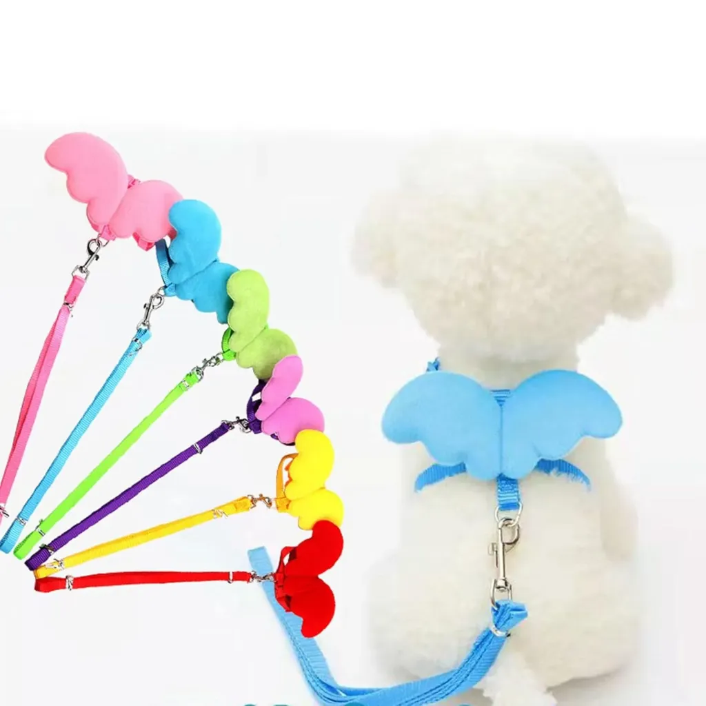 Adjustable Pet Harness & Leash Set with Angel Wings