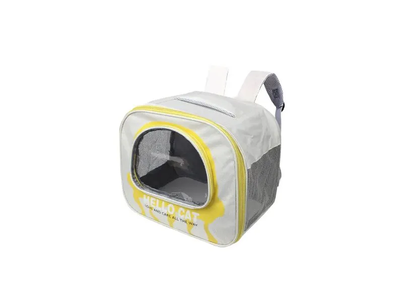 Dog & Cat Carrying Backpack with Panoramic Window Yellow Breathable Backpack for Pets