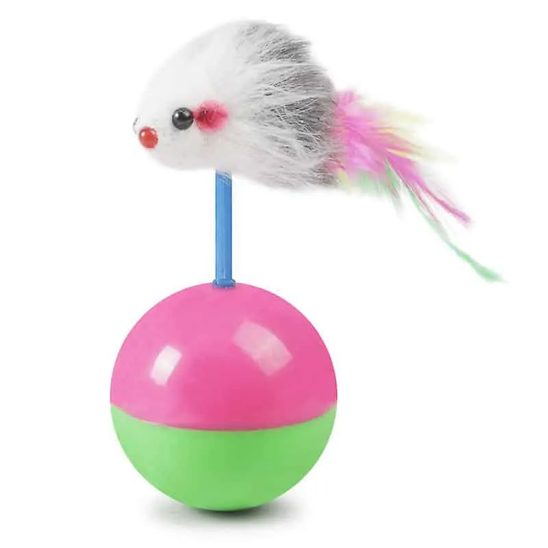 Feather Tumbler Cat Toy Ball Kitten Toy Cat Interactive Colorful Feather Pet Toy ( Color May Vary )